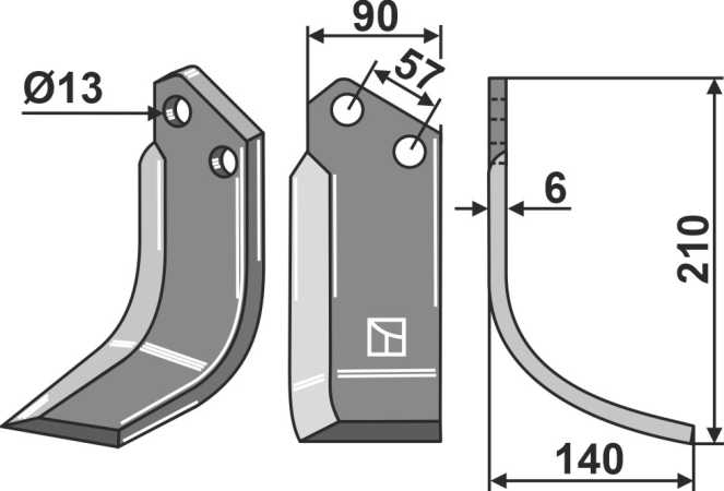Fräsmesser 210x90mm, rechts
